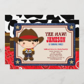 Brown Cowboy Western Old West Birthday Einladung (Vorne/Hinten)