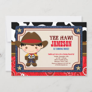 Brown Cowboy Western Old West Birthday Einladung