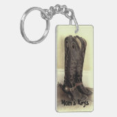 Brown-Cowboystiefel mit Spornen Schlüsselanhänger (Vorderseite links)