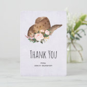 Brown Cowgirl Hut mit Pink Blume Danke (Stehend Vorderseite)