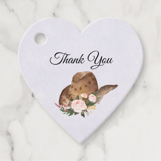 Brown Cowgirl Hut mit Pink Blume Danke Geschenkanhänger (Vorderseite)