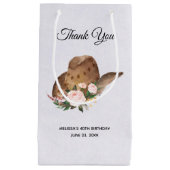 Brown Cowgirl Hut mit Pink Blume Danke Kleine Geschenktüte (Vorderseite)