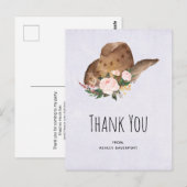 Brown Cowgirl Hut mit Pink Blume Danke Postkarte (Vorne/Hinten)