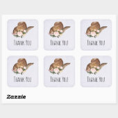 Brown Cowgirl Hut mit Pink Blume Danke Quadratischer Aufkleber (Blatt)