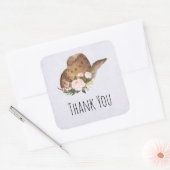 Brown Cowgirl Hut mit Pink Blume Danke Quadratischer Aufkleber (Umschlag)