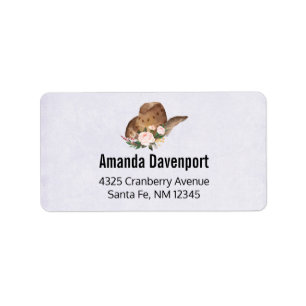 Brown Cowgirl Hut mit rosa Blume Adressaufkleber