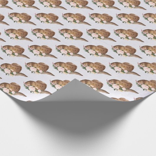 Brown Cowgirl Hut mit rosa Blume Geschenkpapier (Ecke)