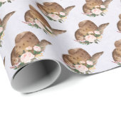 Brown Cowgirl Hut mit rosa Blume Geschenkpapier (Rolleneckpunkt)