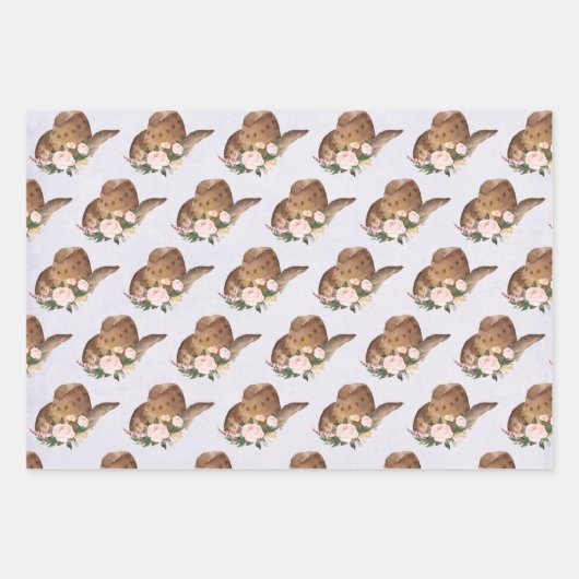 Brown Cowgirl Hut mit rosa Blume Geschenkpapier Set (Vorderseite)