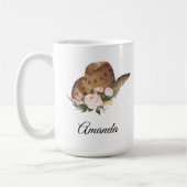Brown Cowgirl Hut mit rosa Blume Kaffeetasse (Links)