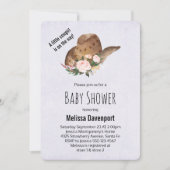 Brown Cowgirl Hut mit rosa Blume Kinderdusche Einladung (Vorderseite)