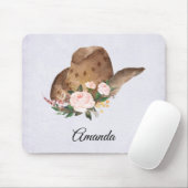 Brown Cowgirl Hut mit rosa Blume Mousepad (Mit Mouse)
