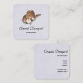 Brown Cowgirl Hut mit rosa Blume Quadratische Visitenkarte (Vorne/Hinten)