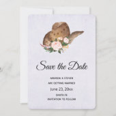 Brown Cowgirl Hut mit rosa Blume Save The Date (Vorderseite)