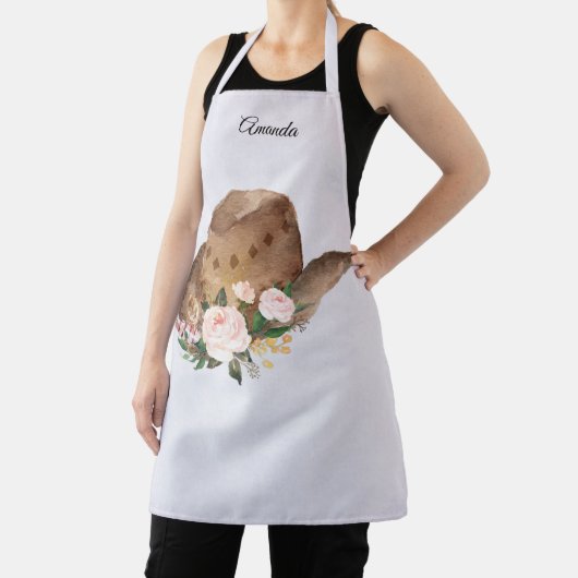 Brown Cowgirl Hut mit rosa Blume Schürze (InSitu)