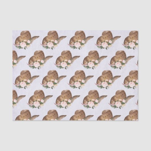 Brown Cowgirl Hut mit rosa Blume Seidenpapier (Vorderseite)