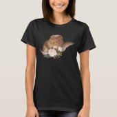 Brown Cowgirl Hut mit rosa Blume T-Shirt (Vorderseite)