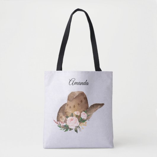 Brown Cowgirl Hut mit rosa Blume Tasche (Vorderseite)