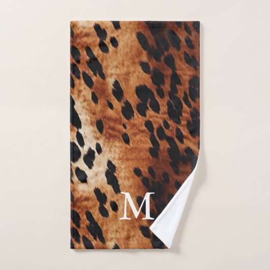 Brown Cowhid Monogramm Badhandtuch Set (Handtuch)