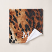 Brown Cowhid Monogramm Badhandtuch Set (Waschlappen)