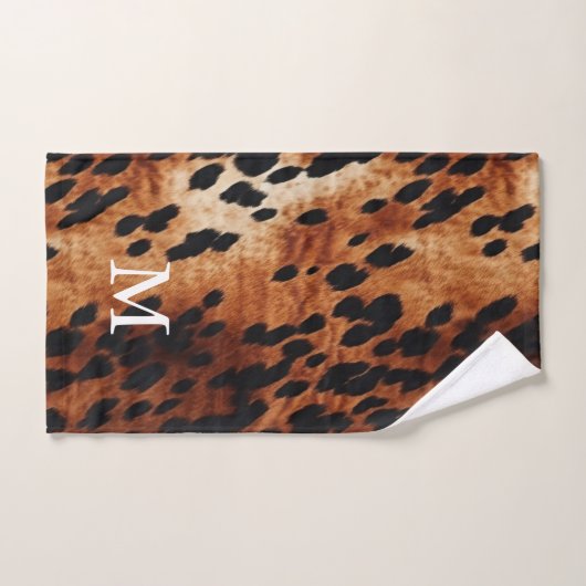 Brown Cowhid Monogramm Badhandtuch Set (Handtuch)