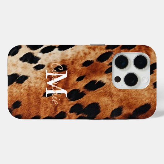 Brown Cowhid Monogramm Case-Mate iPhone Hülle (Rückseite (Horizontal))