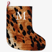 Brown Cowhid Monogramm Großer Weihnachtsstrumpf (Vorderseite)