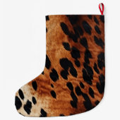 Brown Cowhid Monogramm Großer Weihnachtsstrumpf (Rückseite)