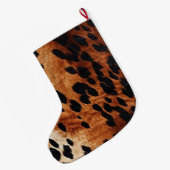 Brown Cowhid Monogramm Großer Weihnachtsstrumpf (Rückseite (Hängend))