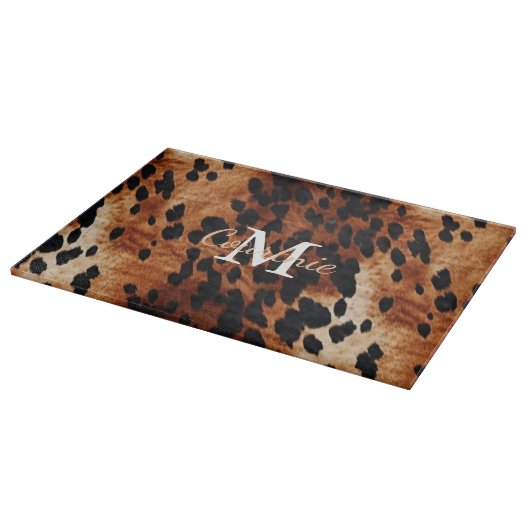Brown Cowhid Monogramm Schneidebrett (Ecke)