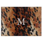 Brown Cowhid Monogramm Schneidebrett (Vorderseite)