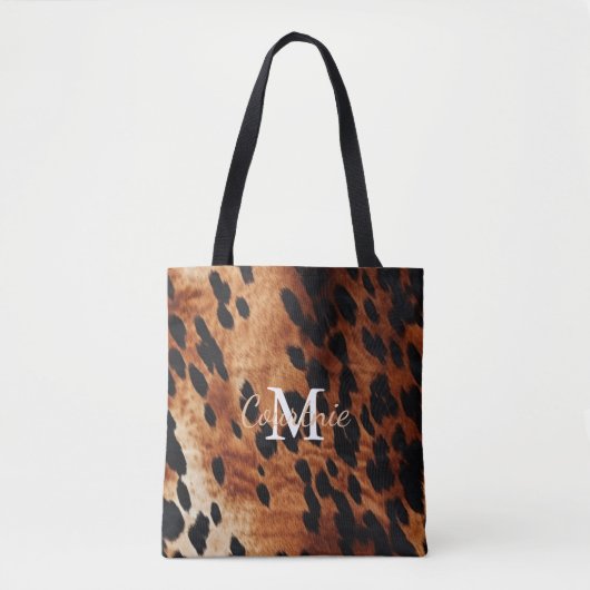 Brown Cowhid Monogramm Tasche (Vorderseite)