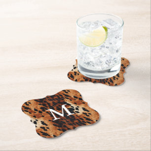 Brown Cowhid Monogramm Untersetzer