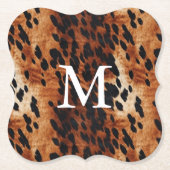 Brown Cowhid Monogramm Untersetzer (Vorderseite)