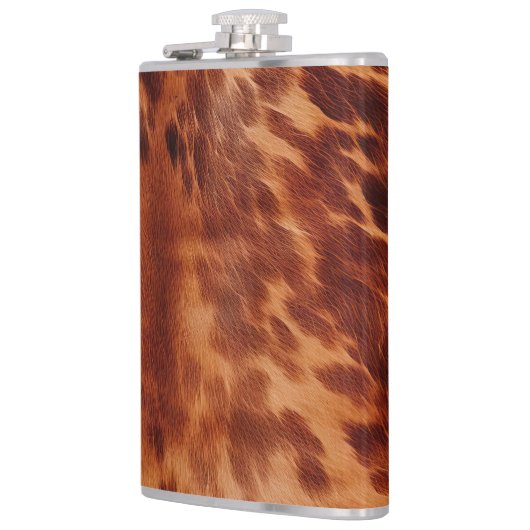 Brown Cowhide Animal Print Flachmann (Links)