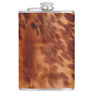 Brown Cowhide Animal Print Flachmann