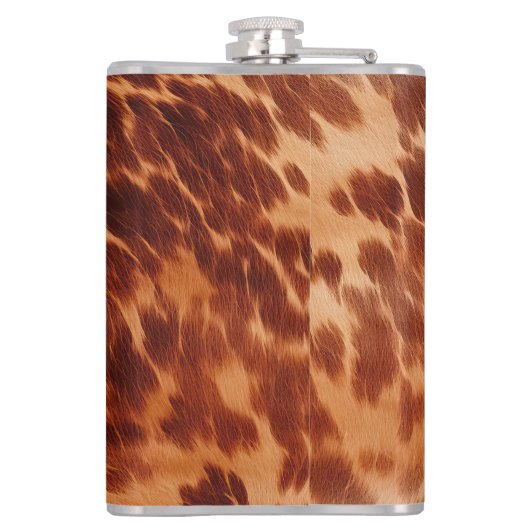 Brown Cowhide Animal Print Flachmann (Rückseite)