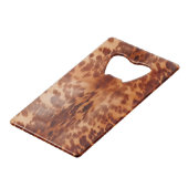Brown Cowhide Animal Print Geldbeutel Flaschenöffner (Vorderseite Schrägansicht)