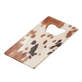 Brown Cowhide Animal Print Geldbeutel Flaschenöffner (Rückseite Schrägansicht)