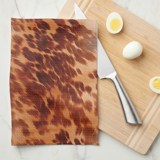Brown Cowhide Animal Print Geschirrtuch (Viertel Falte)