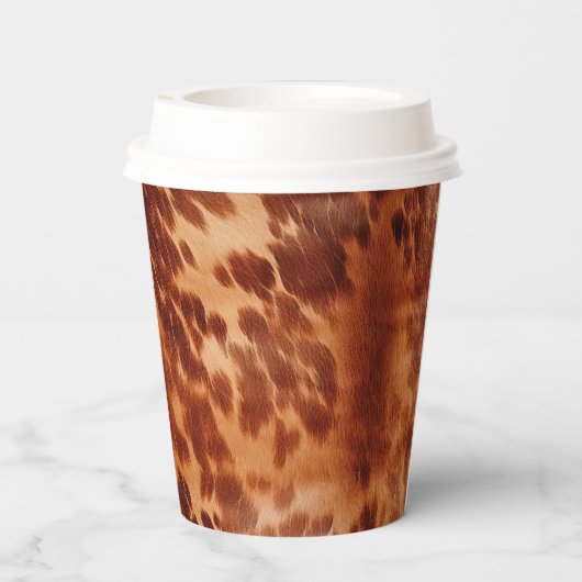 Brown Cowhide Animal Print Pappbecher (Rückseite)