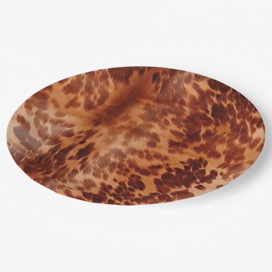Brown Cowhide Animal Print Pappteller (Schrägansicht)