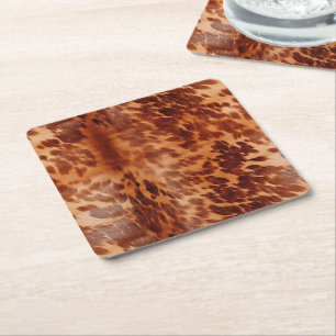 Brown Cowhide Animal Print Rechteckiger Pappuntersetzer