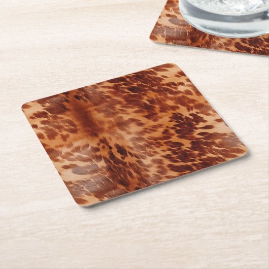 Brown Cowhide Animal Print Rechteckiger Pappuntersetzer (angewinkelt)