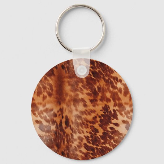 Brown Cowhide Animal Print Schlüsselanhänger (Vorderseite)