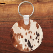 Brown Cowhide Animal Print Schlüsselanhänger (Rückseite)