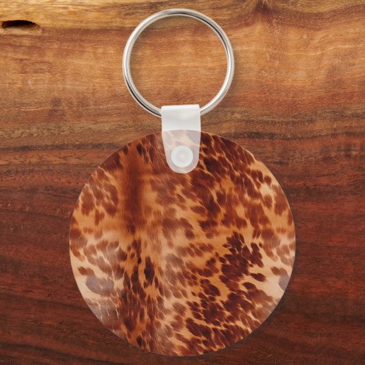 Brown Cowhide Animal Print Schlüsselanhänger (Vorderseite)