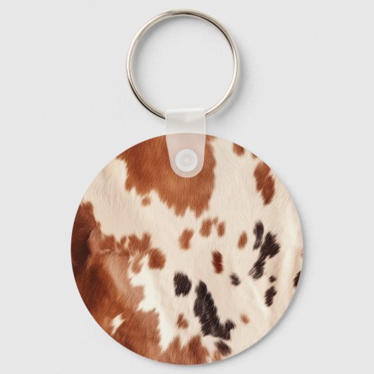 Brown Cowhide Animal Print Schlüsselanhänger (Rückseite)