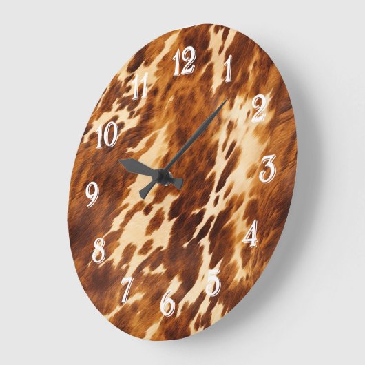 Brown Cowhide Große Wanduhr (Winkel)
