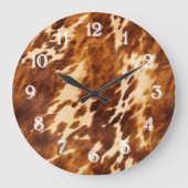 Brown Cowhide Große Wanduhr (Vorderseite)